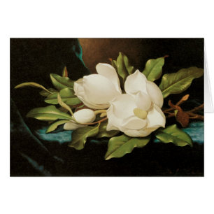 Magnolias géant sur un tissu de velours bleu par M
