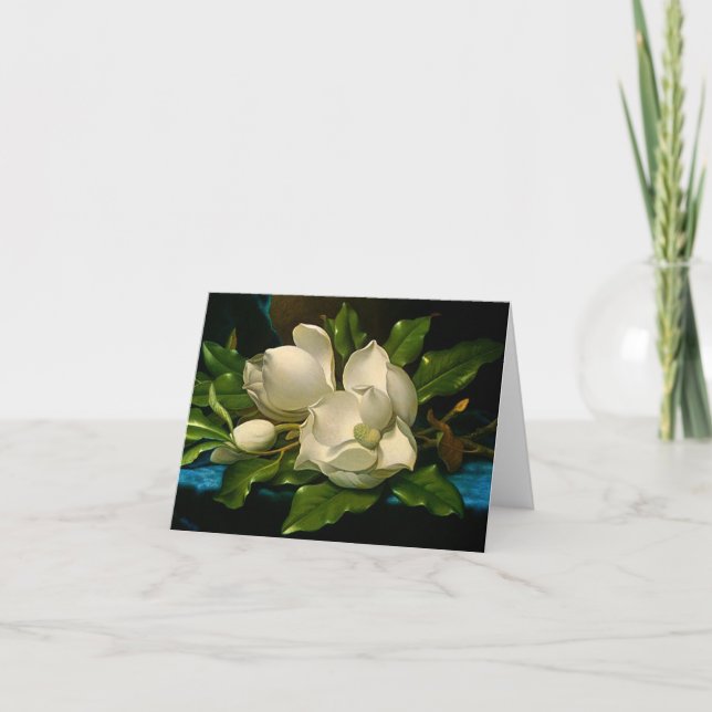Magnolias géant sur une carte en tissu velours ble (Devant)