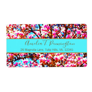 Magnolias Moderne rose Turquoise Aquarelle Florale