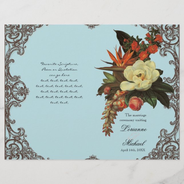 Magnolias n Bird of Paradise - Programme de mariag (Devant)