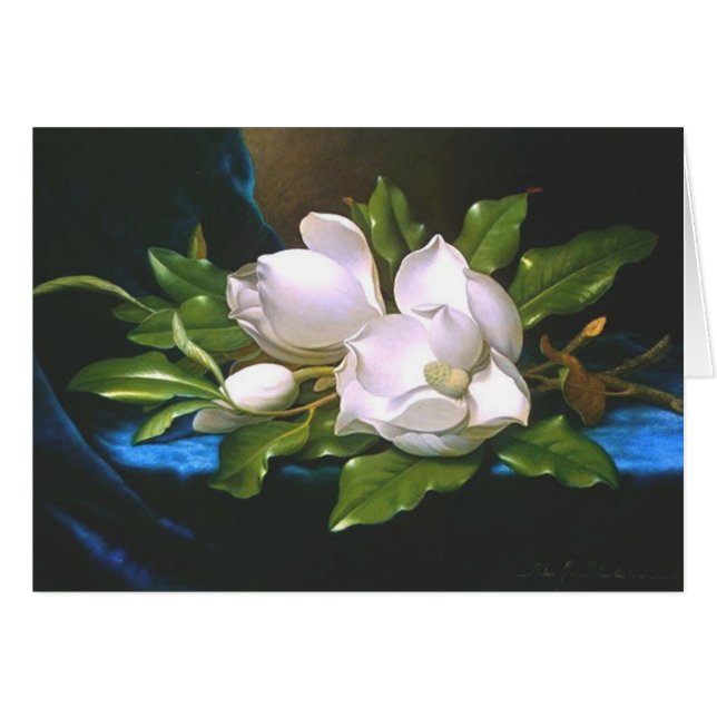 Magnolias on Blue Velvet (Front Horizontal)