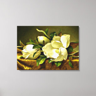 Magnolias on Gold Velvet Cloth Canvas Print