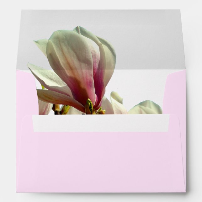 Magnolias Personalized Modern Minimalist Floral Envelope (Back (Bottom))