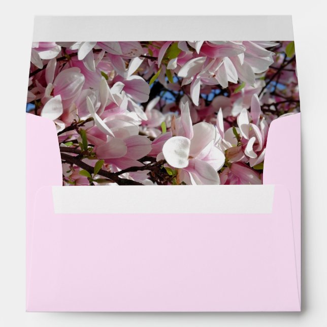 Magnolias Personalized Modern Minimalist Floral Envelope (Back (Bottom))