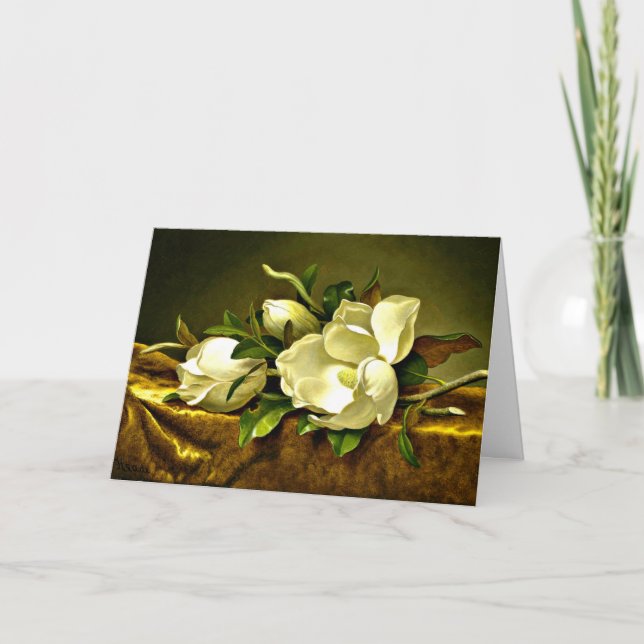 Magnolias sur la carte Gold Velvet Cloche Note (Devant)