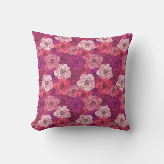 Magnolias Throw Pillow (Front)