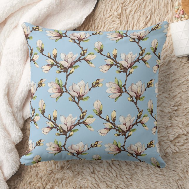 Magnolias Throw Pillow (Blanket)