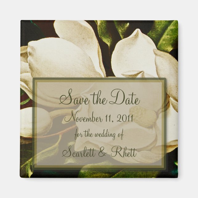 Magnolias Wedding Save the Date Magnet (Front)