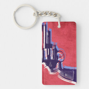 Magnum Revolver on Red Keychain