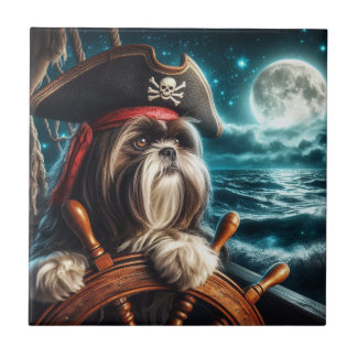 Magnum the Shih Tzu Pirate Tile