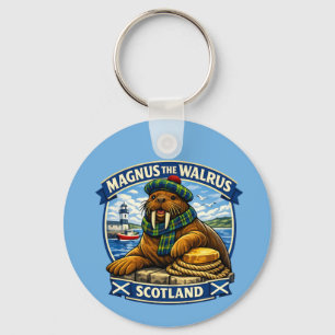 Magnus the Scottish Loving Walrus Seaside Scotland Keychain