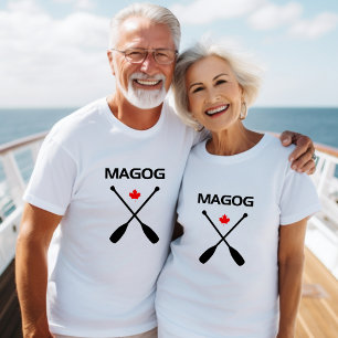 Magog Canada Crossed Paddle Oars Maple Leaf T-Shirt