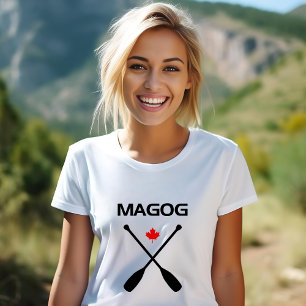 Magog Canada Crossed Paddle Oars Maple Leaf T-Shirt