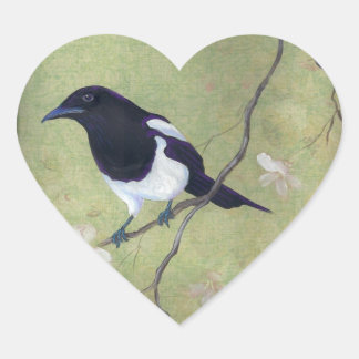 Magpie and Dogwood heart stickers