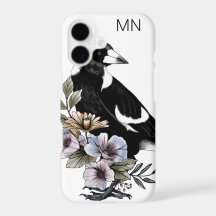 Magpie bird black white bird art