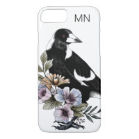 Magpie bird black white bird art