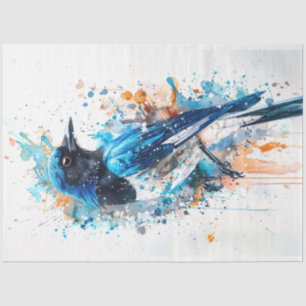 Magpie Bird Cerulean Charm Decoupage Tissue Paper