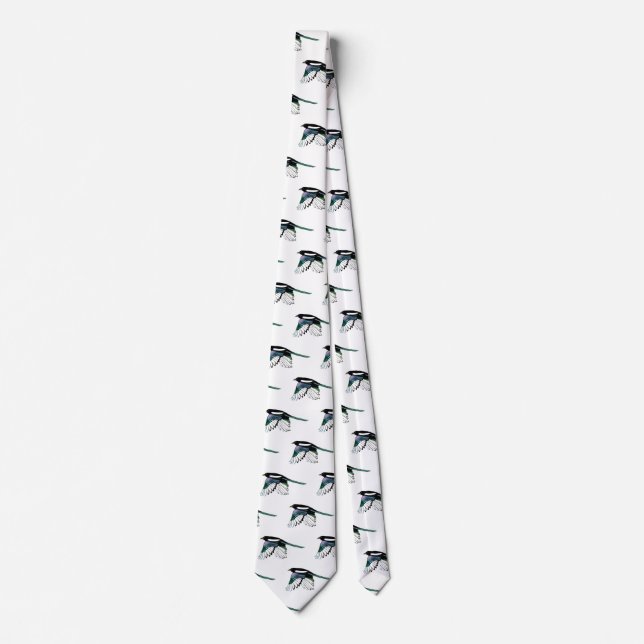 Magpie, Bird, Nature, Wildlife, Watercolor Tie (Front)