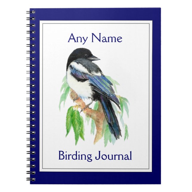 Magpie d'aquarelle du journal d'oiseaux personnali (Devant)