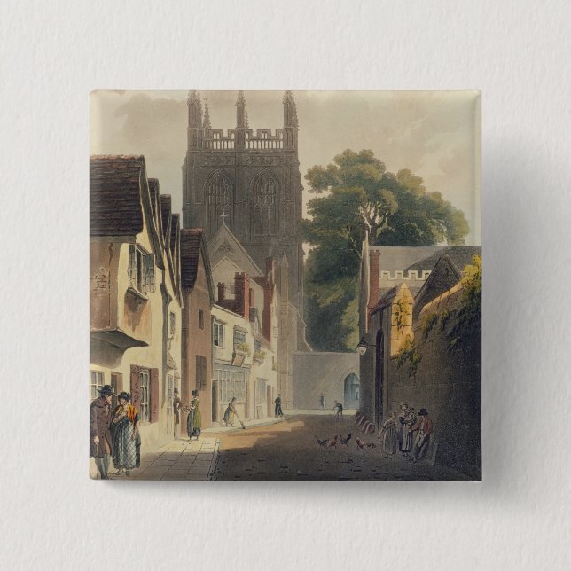 Magpie Lane, Oxford, illustration from the 'Histor 2 Inch Square Button (Front)