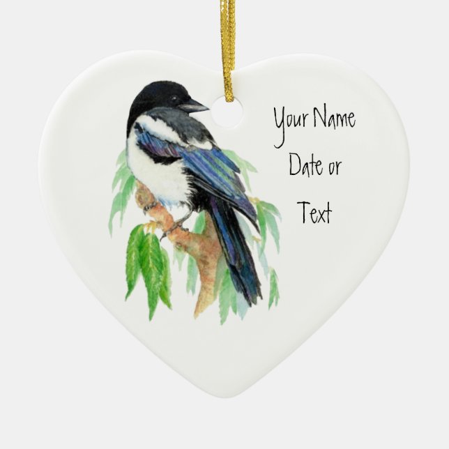 Magpie, Ornament to Customize, Bird, Nature (Front)