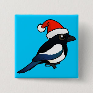 Magpie Santa 2 Inch Square Button