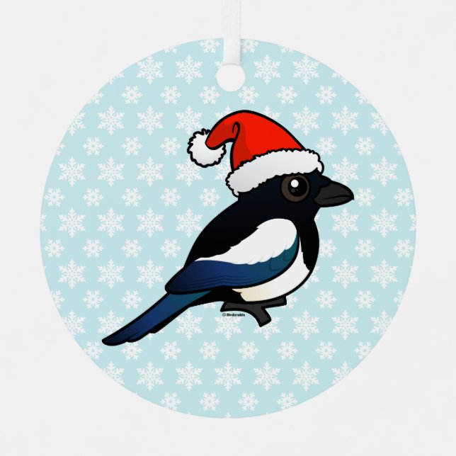 Magpie Santa Metal Ornament (Front)