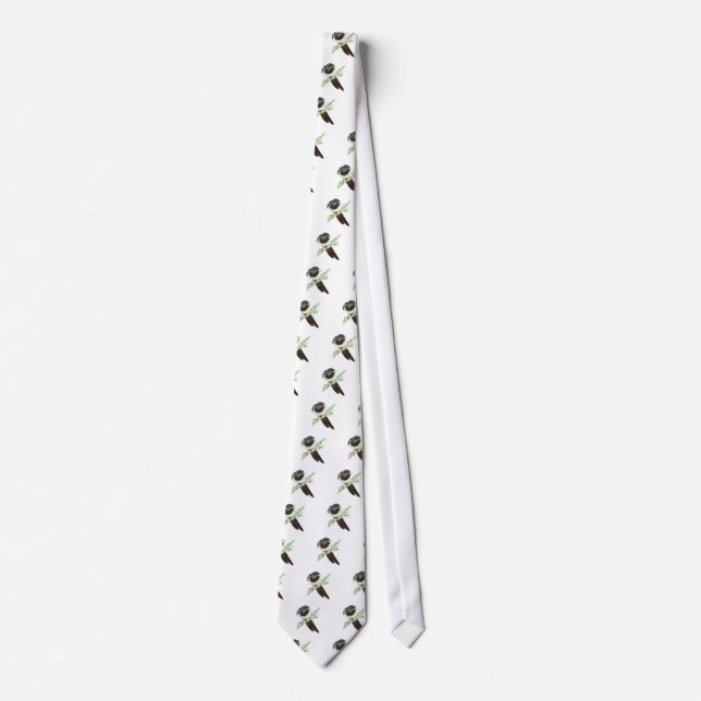 Magpie, Watercolor Bird Collection, Nature Tie (Front)