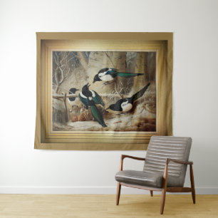 Magpies Round A Dead Female Capercaillie Tapestry