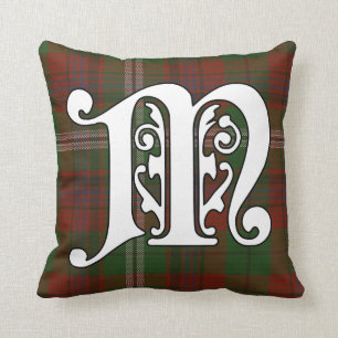 Maguire Clan Tartan Monogram Throw Pillow