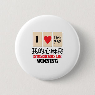 Mah Jong & WInning 2 Inch Round Button