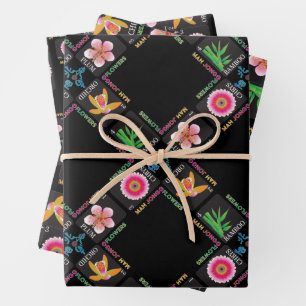 Mah Jongg 4 Fleurs papier d'enveloppement