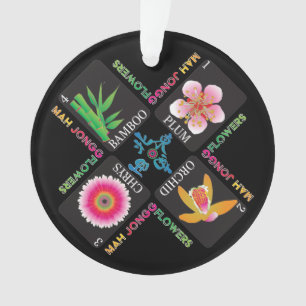 Mah Jongg 4 Flowers Ornament