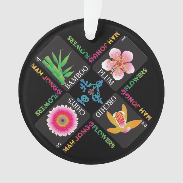 Mah Jongg 4 Flowers Ornament (Front)