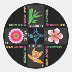 Mah Jongg 4 Flowers Stickers