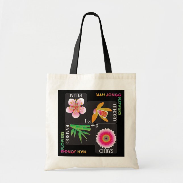 Mah Jongg 4 Flowers Tote Bag (Front)