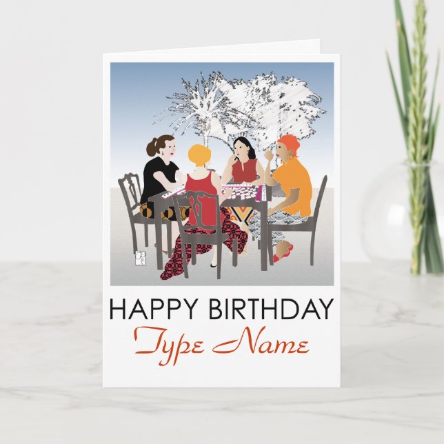 Mah Jongg Alfresco Birthday Card (Front)