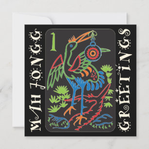 Mah Jongg Bird Greetings Flat Card