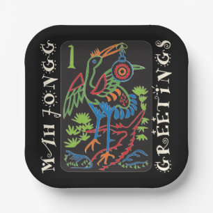 Mah Jongg Bird Greetings Paper Plates