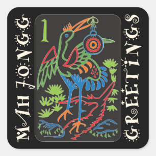 Mah Jongg Bird Greetings Stickers