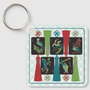 Mah Jongg Bird Tassels Keychain