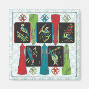 Mah Jongg Bird Tassels Magnet