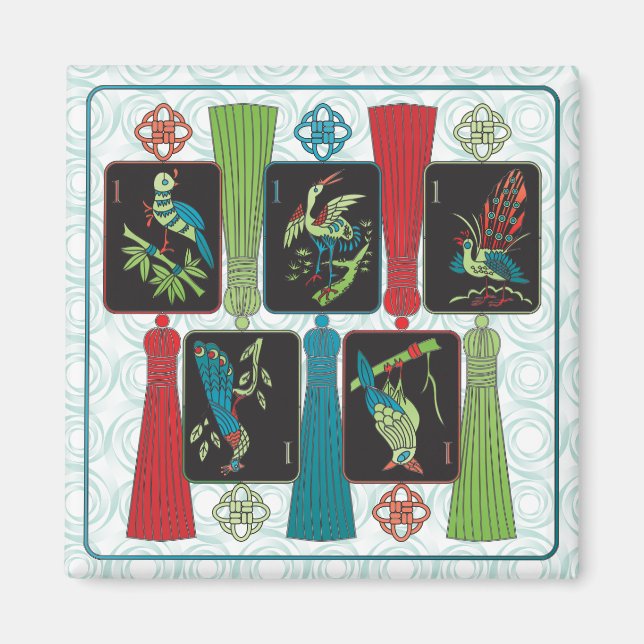 Mah Jongg Bird Tassels Magnet (Front)