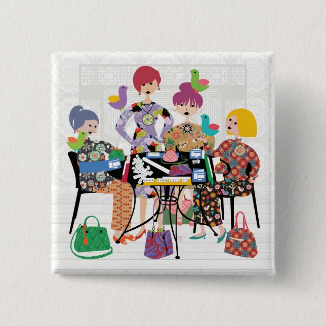 Mah Jongg Birds Button (Front)