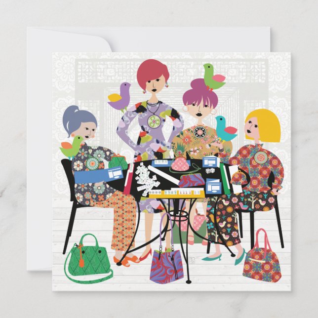 Mah Jongg Birds Flat Card (Front)