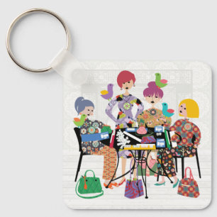 Mah Jongg Birds Keychain