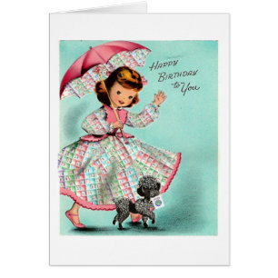 Mah Jongg Birthday Card Umbrella Girl
