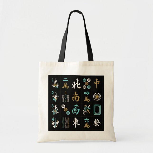 Mah Jongg Black/Aqua/Sand Bag (Front)