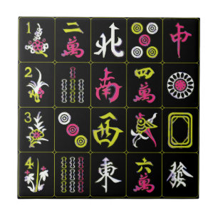 Mah Jongg Black/Fuchsia/Lime Tile