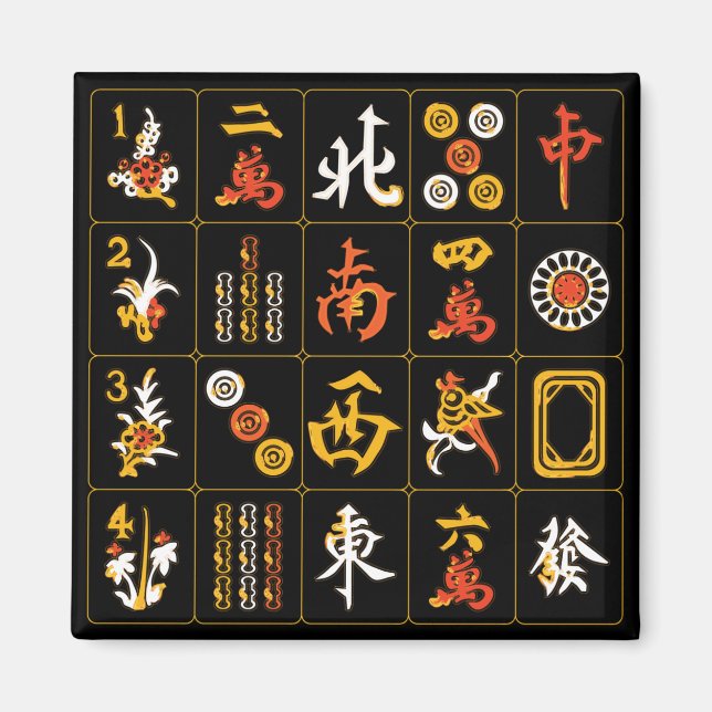 Mah Jongg Black/Orange/Yellow Magnet (Front)